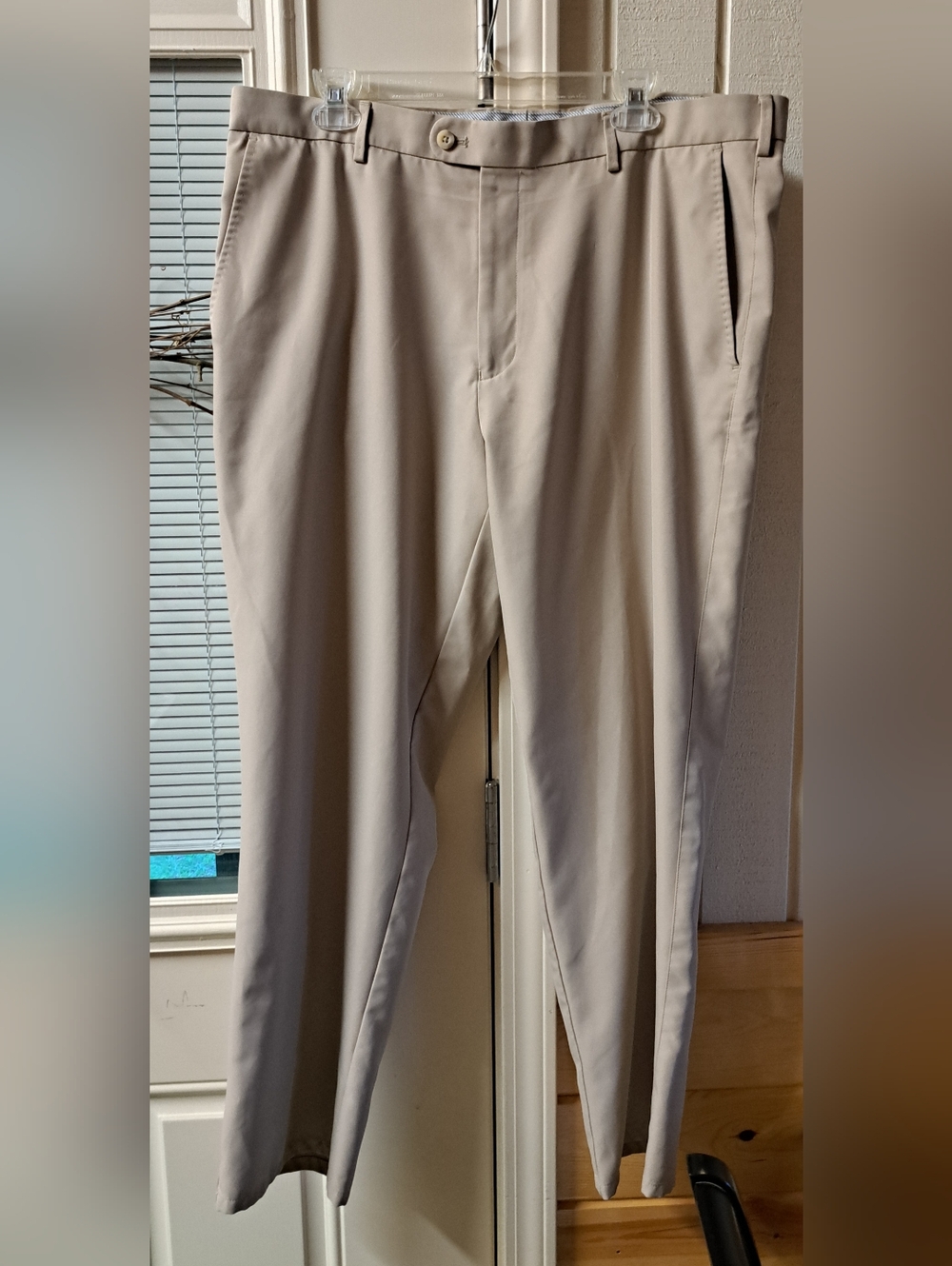 Peter Millar Crown Sport Pants Golf Sports Dressy 38x30 Khaki Flat Front Read
